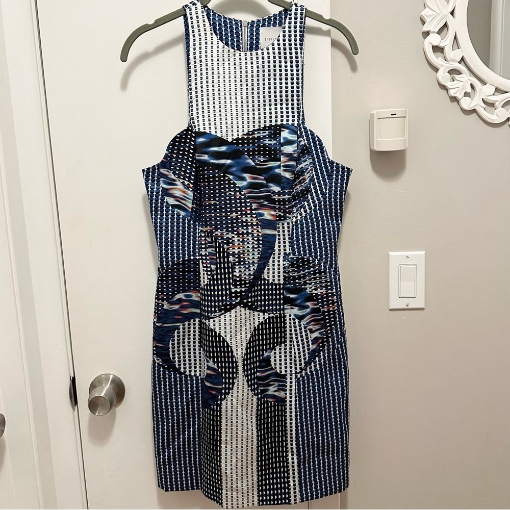 Dion Lee 100% Silk Apron Sheath Mini Dress 6 Abstract Dot Print sexy chic party